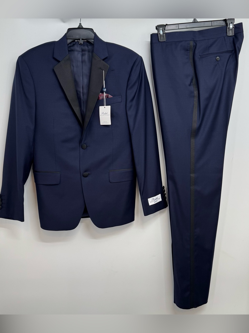 NWT Ralph Lauren Men's 100% Wool Navy Slim Tuxedo Suit Size 38S  31W Pant $495
